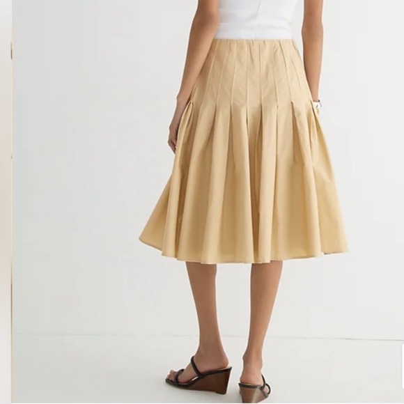 NWT J. Crew Organic Cotton Women’s 0 Pleated Beige Poplin Midi Skirt BP653 - Picture 4 of 4